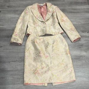 Kay Unger Vintage Embroidered Blazer & Pencil Floral Skirt Set – Size 10